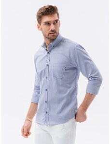 Ombre Clothing Pánská košile s dlouhým rukávem - nebesky modrá K643