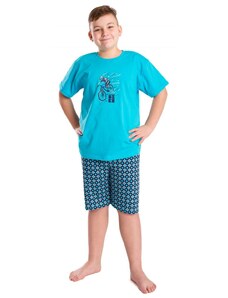 Betty Mode (ušito v ČR) Chlapecké letní pyžamo Betty mode tyrkysové bike