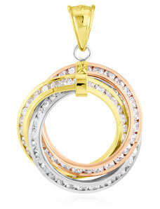 GEMMAX Jewelry Luxusní zlatý tříbarevný přívěsek Trinity se zirkony GLPCB-39151