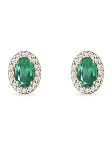 Zlaté náušnice se smaragdy a diamanty KLENOTA K0185113