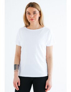 Bílé dámské tričko na jógu – nanosilver BAT2