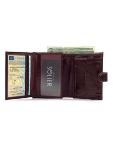 ELOAS Elegantní kožená pánská peněženka se zápinkou; vínová