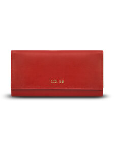 ELOAS Kožená dlouhá dámská peněženka; červená