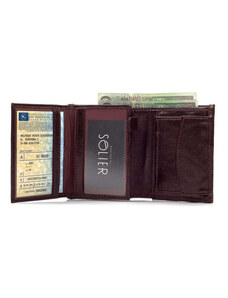 ELOAS Elegantní kožená pánská peněženka; vínová
