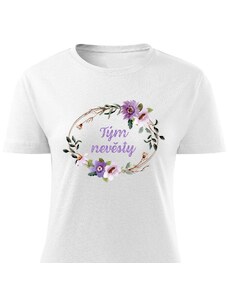 Dámské tričko Tým nevěsty - oválný věneček fialový