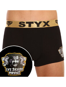 Pánské boxerky Styx / KTV sportovní guma černé - zlatá guma (GTZL960)