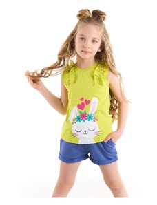 Denokids With a Rabbit Heart, Combed Combed Cotton Girls T-shirt and Short Set