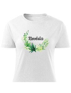 Dámské tričko Nevěsta - květiny zelené