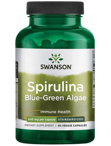Swanson Spirulina Blue-Green Algae 90 ks, vegetariánská kapsle, 500 mg, EXP. 03/2023