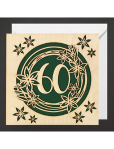 AMADEA Dřevěné přáníčko narozeninové - 60, zelené, 15 cm, bez textu, český výrobek