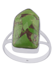 Stříbrný prsten s přírodním zeleným tyrkysem - Meucci SDR042