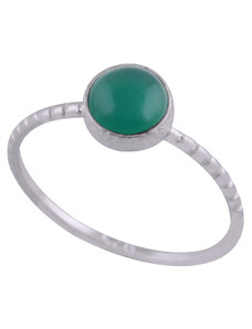 Jemný stříbrný prsten s kulatým přírodním onyxem - Meucci SDR030