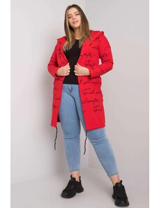 MladaModa Kardigan s kapucí a nápisy model 6892 červený