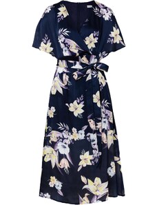 bonprix Šaty s květinovým potiskem v midi délce Modrá