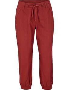 bonprix 3/4 lněné kalhoty s pohodlnou pasovkou Loose Fit Červená