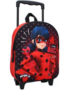 Vadobag Dětský / dívčí cestovní 3D batoh na kolečkách / trolley Kouzelná beruška a Kwami Tikki - Miraculous Ladybug