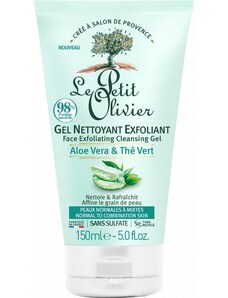 LE PETIT OLIVIER exfoliační čistící gel na pleť Aloe Vera a Zelený Čaj, 150ml