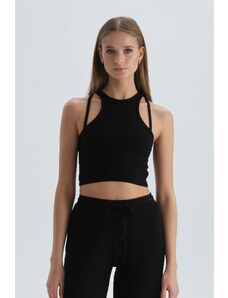 Dagi Black Rope Strap Halter Neck Crop Undershirt