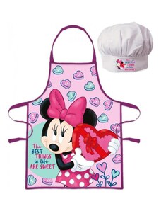 EUROSWAN Dívčí zástěra s kuchařskou čepicí Minnie Mouse s bonboniérou