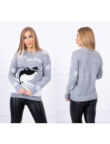 Kesi Vánoční svetr s tučňákem Mahala šedý