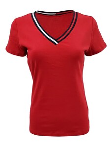 Tommy Hilfiger dámské tričko V-neck červené 959-613