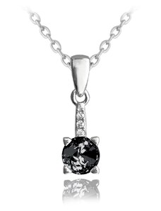 MINET Elegantní stříbrný náhrdelník s černým zirkonem