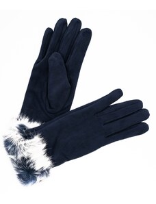 Dámské rukavice s kožešinou - tmavě modrá