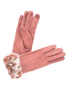 Dámské rukavice s kožešinou - světle růžová
