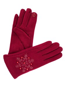 Dámské rukavice s perlami - červená