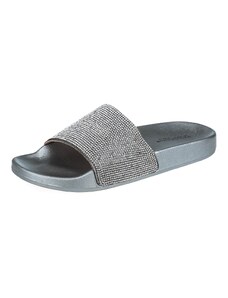 Dámské pantofle s kamínky - Stříbrné
