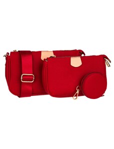 Dámská trojdílná kabelka - červená