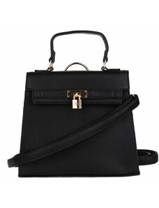 Dámská kabelka s ozdobným zámečkem - černá