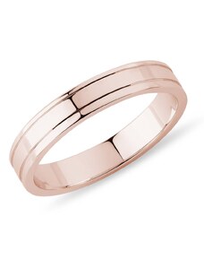 Pánský snubní prsten s rytinami v růžovém zlatě KLENOTA Y0900024L40