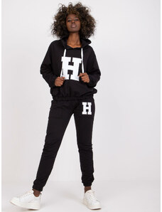 Fashionhunters Černá bavlněná mikina s kapucí Natela