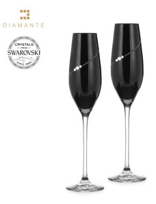 Crystalex Bohemia Glass Sklenice flétny na sekt černé se Swarovski Elements Silhouette 210 ml Black