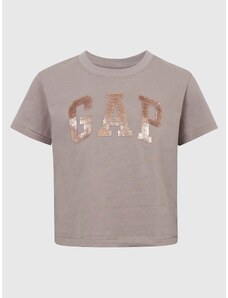 GAP Dětské tričko organic logo flitry Béžová