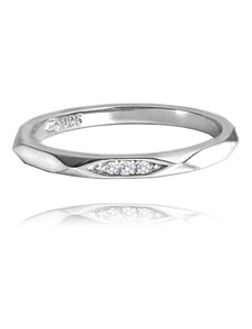 MINET+ Minimalistický snubní stříbrný prsten se zirkony vel. 54