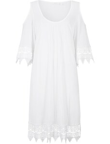 bonprix Plážové šaty s odhalenými rameny Bílá