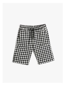 Koton Plaid Shorts with Waist Tie Above Knee