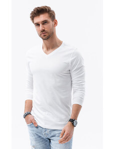 EDOTI Pánská tričko s dlouhým rukávem bez potisku - bílá L136