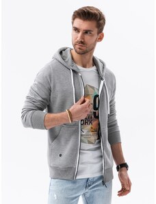 Ombre Clothing Pánská mikina na zip s kapucí - žíhaná šedá B977