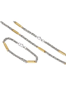 Doria Pánský set šperků z oceli zlato-stříbrný B321