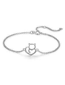 GRACE Silver Jewellery Stříbrný náramek Kitty, stříbro 925/1000, kočka
