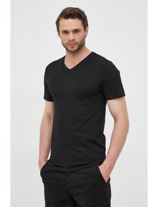 Bavlněné tričko Lacoste černá barva, hladké, TH3374-001