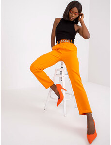 Fashionhunters Zářivě oranžové oblekové kalhoty s ozdobným sevillským páskem