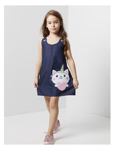 Denokids Catcorn Girl's Denim Dress