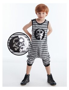 Denokids Skull Boy's Striped Jumpsuit