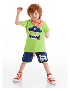 Denokids 3d Green Pirate Kids T-shirt Shorts Bandana Suit