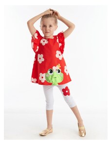 Denokids Frog Red White Girls Kids Tunic Leggings Suit