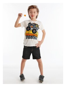 Denokids Monster Car Boy T-shirt Denim Shorts Set